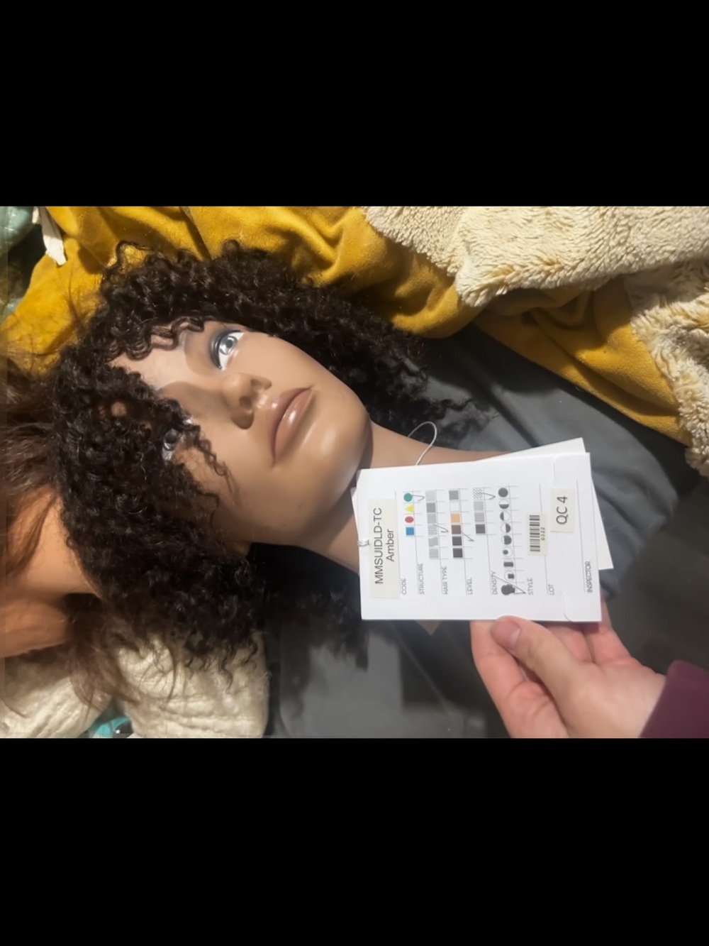 100% Human Hair Curly Dark Brown Mannequin Head